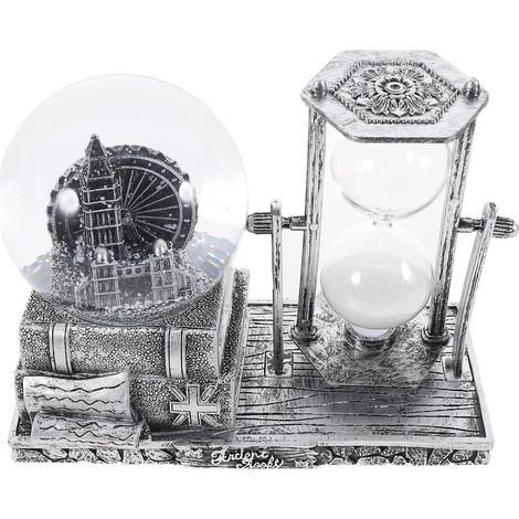 Boule à Neige en Cristal avec Sablier Vintage en Résine, Ornement Musical Rétro Lumineux pour Décoration de Table et Bureau, Décor Artistique Artisanal, Objet Décoration Unique (1/5)