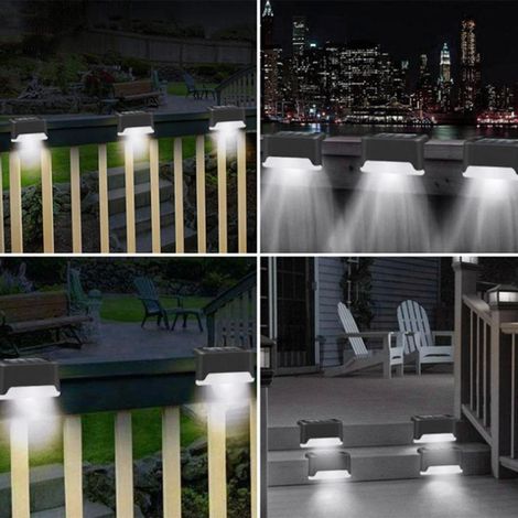 Solarbetriebene Außentreppenleuchten, wasserdichte weiße LED-Beleuchtung für Terrasse, Zaun, Garten, Patio, 6 Stück (1/5)