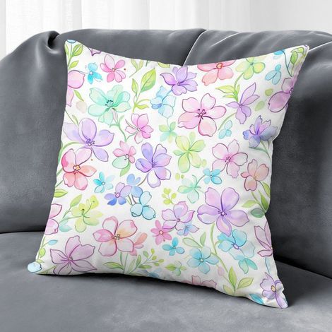 Housse de coussin fleurs été, décoration salon chambre maison,50×50cm (1/5)