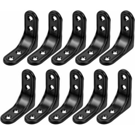 Right-angle bracket, 10 pieces, black stainless steel bracket, 50mm fixed bracket, 90-degree L-shaped bracket - Wall shelf
