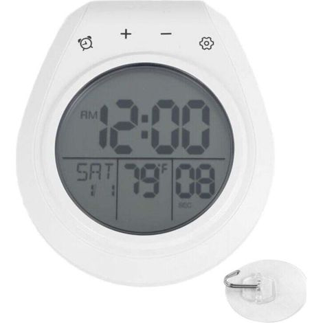 Horloge Numérique Étanche pour Douche Minuterie Salle de Bain Murale Cuisine Écran LCD 12 24 Heures