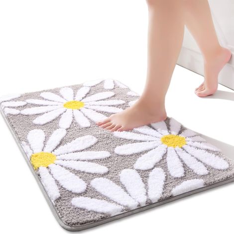 1 Tapis De Bain 50x80 Cm, Microfibre Douce, Motif Floral 3d, Antidérapant Absorbant, Pour Salle De Bain Salon