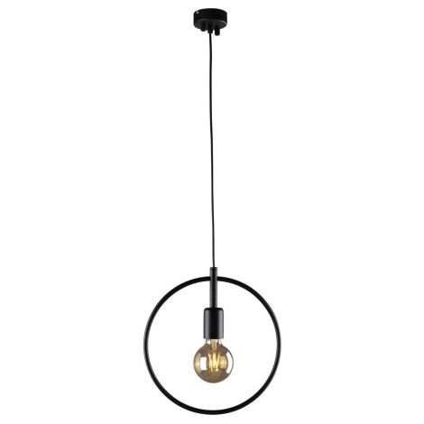 Suspension noire cadre rond métal E27 Kaja Tobik K-3833