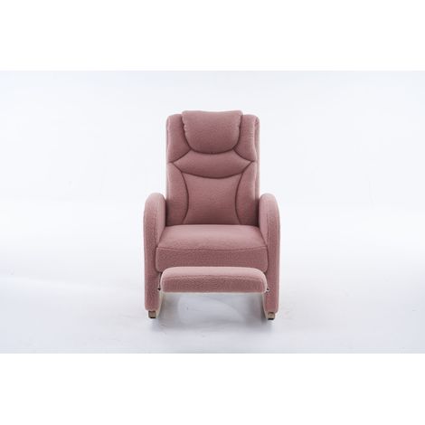 Fauteuil à bascule avec accoudoirs en fausse fourrure, rose (1/5)
