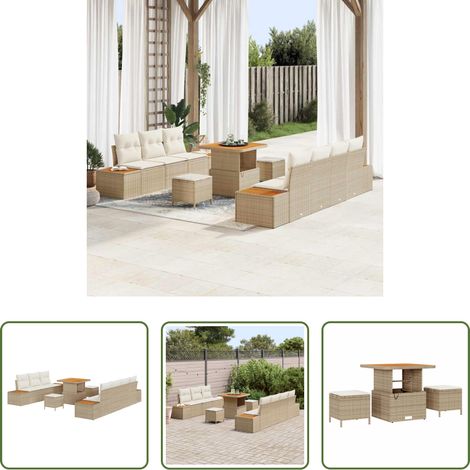 vidaXL Poly-Rattan - Gartensofa-set 10 pcs Beige Poly-Rattan (1/5)
