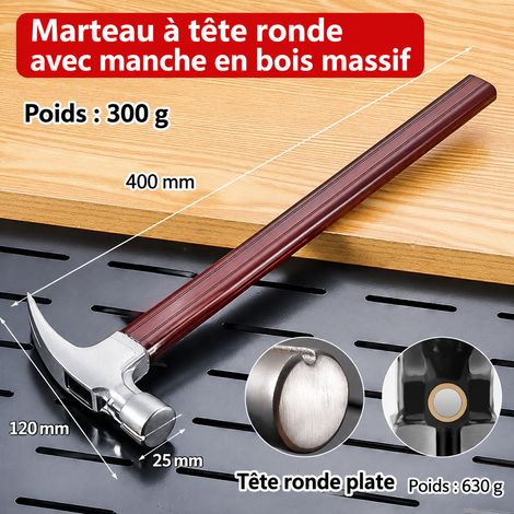 Marteau arrache-clous de menuisier tête ronde plate manche monobloc isolé 630 g pointe ronde 6 réf 40 × 30 × 5 cm 630 g – Livraison gratuite