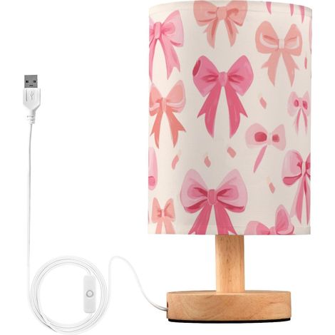 Kcldeci Lampe de chevet avec nœuds roses pour chambre à coucher (1/5)