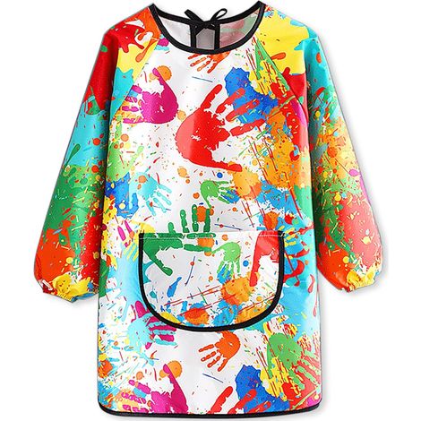 Tablier d'artiste pour enfants, imperméable et à manches longues, avec poche, pour les 5-8 ans, coloré. (1/5)
