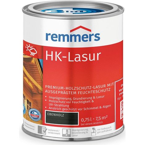 Remmers HK-Lasur 3in1 ebenholz, 0,75 Liter, Holzlasur aussen, 3facher Holzschutz mit Imprägnierung + Grundierung + Lasur, Feuchtigkeit- und UV-Schutz