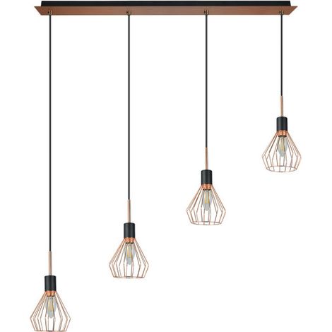 FAB 153594073 Pendente San Pietroburgo 4xe14 Nero/rame Regx83x13 Cm