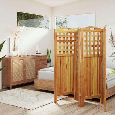 Cloison de séparation 4 panneaux-Paravent-Séparateur de pièce 162x2x115 cm Bois d'acacia (1/5)