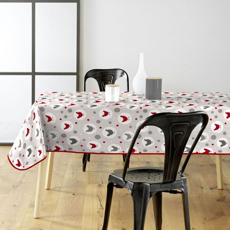 Nappe Toile Cirée "Suzette" 140x240cm Gris & Rouge