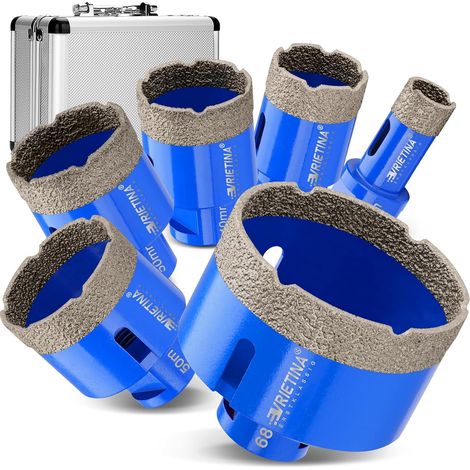6tlg M14 Diamant Fliesenbohrer Set 20/35/40/45/50/68mm Diamantbohrer Kit mit Werkzeugkoffer Diamant Lochsäge Glasbohrer für Trockenbohren in Fliesen Porzellan Granit Marmor Feinsteinzeug Glas (1/5)
