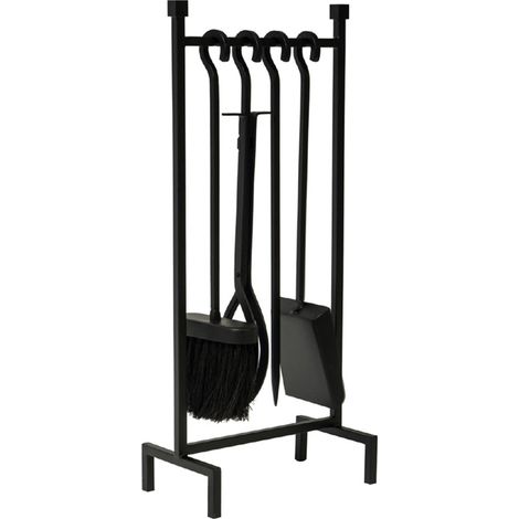 Hanging Rack Fireside Companion Set - Iron - L22 x W13 x H51 cm - Black