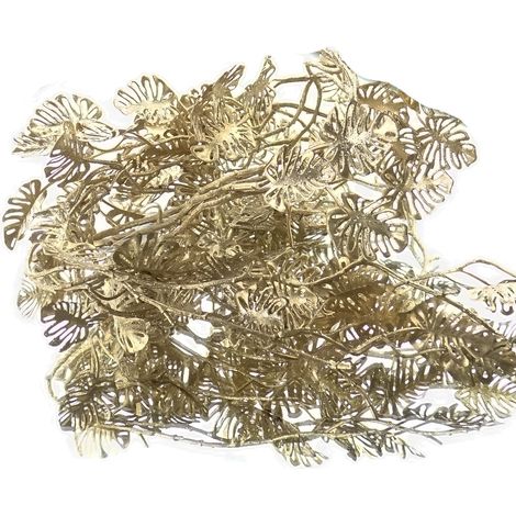 Weihnachtsdeko Mini-Monsterazweig Champagner mit Glitter 118 cm - Kunstpflanzen (1/2)