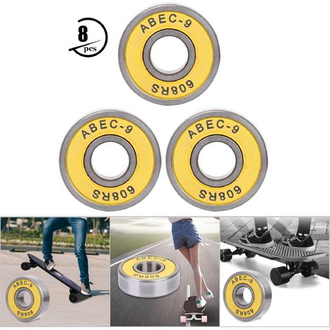 Kugellager 608 für Skateboard und Scooter – 8er-Set in Gelb (1/5)