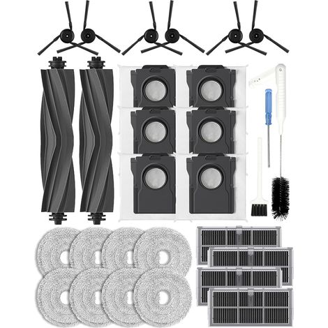 Set di 28 accessori di ricambio per robot aspirapolvere Dreame X40 Ultra/L40 Ultra/X40 Master/Mova P50 Pro Ultra/Mova P10 Pro Ultra, 4 filtri HEPA a carbone attivo, 6 sacchetti per aspirapolvere (1/5)