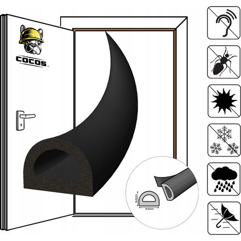 Guarnizione autoadesiva per porte e finestre D21X15mm NERO (1/5)