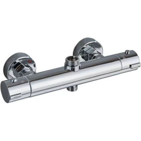 Thermostatische Duscharmatur, wandmontierter Thermostathahn mit 38°C-Sicherheitsknopf, 150 mm Mittenabstand – Chrom (1/4)