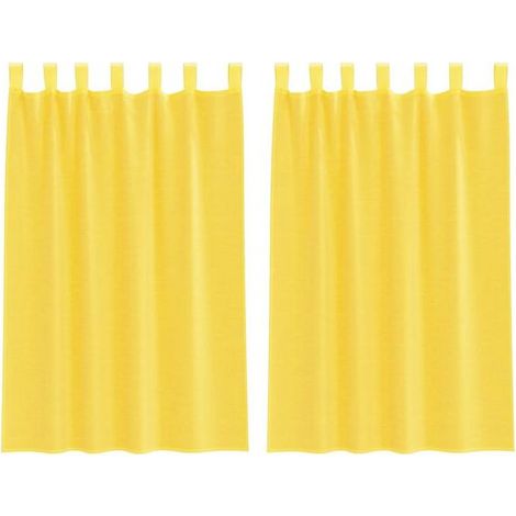 Voilage À Œillets - 140 X 175 Cm - Jaune - Polyester 100 - Pour Fenêtre Intérieure - 2 Pièces (1/5)