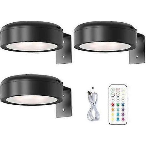 Applique murale sans fil télécommande RGB 13 couleurs piles noire (1/5)