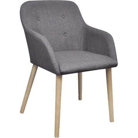 Chaise tissu gris clair et pieds chêne massif Chila - Lot de 2 (1/4)