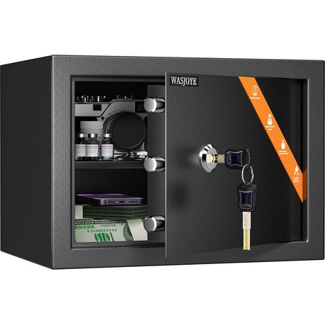 Coffre-Fort avec 2 Clés, Boîte de Serrure à Clé, 19L Boîte de Sécurité à Domicile/Bureaux, Coffre-Fort en Acier pour Ranger l'Argent, Bijoux, Médicaments, Téléphones, Passeports, 253525cm (1/5)