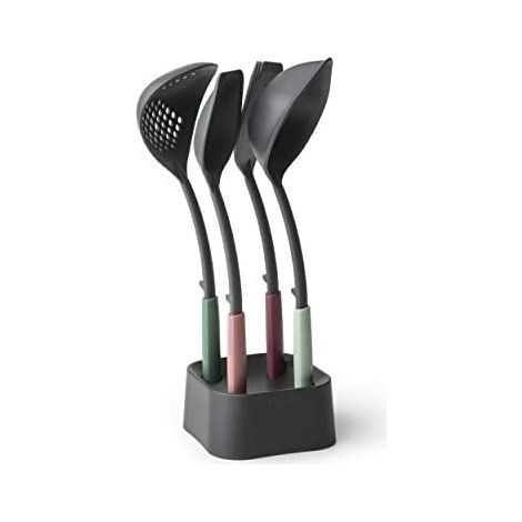 Brabantia 123184 Tasty+ Set Utensili da Cucina 4 Pezzi con Supporto in Nylon Termoresistente Fino a 220 °C Lavabile in Lavastoviglie colore Multicolore (1/5)