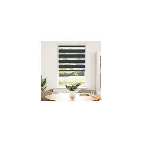 Store enrouleur zébré 90,9 x 150 cm, largeur du tissu 86,7 cm, noir - Crezuo (1/4)