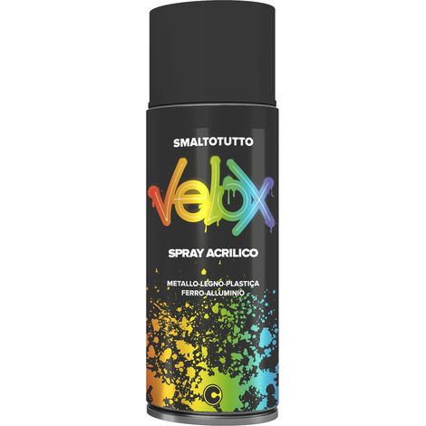 VELOX SPRAY ACRILICO NERO LUCIDO RAL 9005. Prezzo per 1 pezzo.