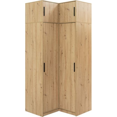 Armario de rincón Lombala 112 , 245x107x109cm, Puertas de armario: Con bisagras, Número de estantes: 0