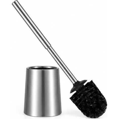 Brosse de Toilette en Acier Inoxydable et Support pour Cuvette de Salle de Bain Brosse de Nettoyage avec Manche Long Brosse de Toilette et Support (1/5)