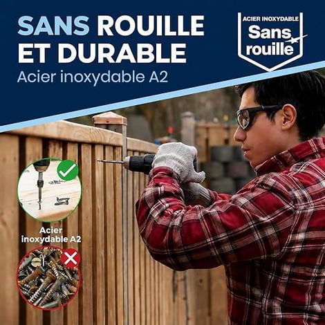 Vis à bois inox A2 V2A H2 Torx TX tête fraisée 90° filetage total 6 mm 6x60 mm vis bois (1/3)