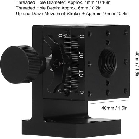 Plateforme optique haute précision HFL-A40, axe Z à rainure en queue d'aronde, réglage manuel par engrenage et crémaillère, micro-ajustement, plateforme élévatrice réglable manuellement 40 x 40 mm (1/4)
