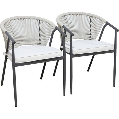 sweeek - 2er-Set stapelbare Gartensessel aus Stahl mit Seilbespannung (1/5)