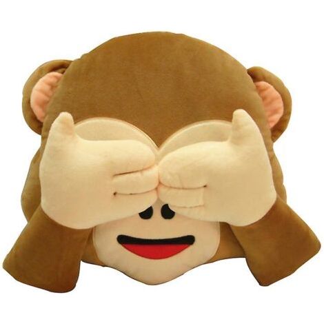 BUNTHAUS Icône émotionnelle Monkey Face Pillow Throw Cushion 32x32cm Pas d’écoute / pas de regard / pas de parole