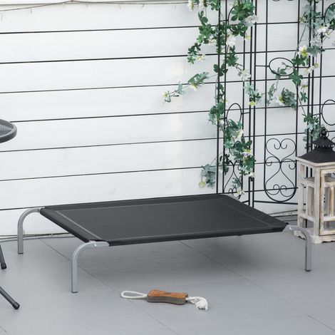 Cama extragrande y cómoda para perros/gatos con patas, cama de camping, 110 x 75 x 20 cm, textilene microperforado negro.