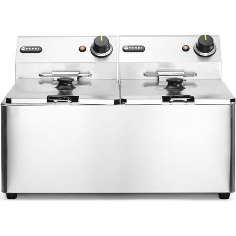 HENDI Fritteuse Kitchen Line - 2x8L, Kitchen Line, 16L, 230V/7000W, 542x430x(H)351mm