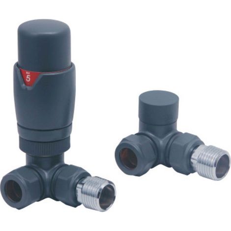 Orbit Designer Thermostatic Corner Radiator Valves Pair - Anthracite