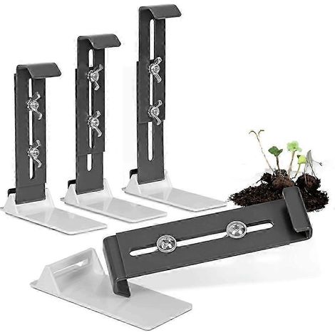 Supports pour jardinières de fenêtre sans perçage - Lot de 4 supports pour jardinières de rebord de fenêtre - Robustes et réglables en hauteur (1/5)