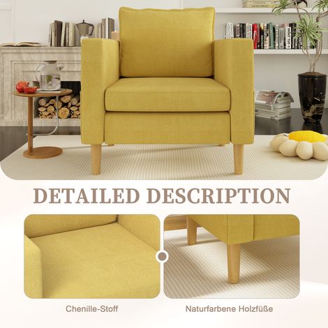 Fauteuil Relax Monoplace, doté d'une poche de rangement et d'un coussin moelleux, parfait pour salon style nordique et coin lecture. (1/4)