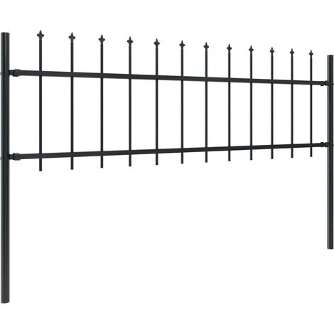 INLIFE Clôture de jardin avec dessus en lance Acier 3,4 x 0,6 m Noir (1/5)