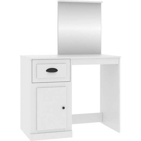 Tocador con espejo 90 x 50 x 132,5 cm madera contrachapada blanca 020006255