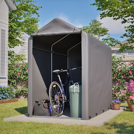 Abri de jardin/garage à vélos, 187x100x160 cm, tente de jardin résistante aux intempéries, gris foncé, pour ranger les vélos, les outils et accessoires de jardinage (1/5)