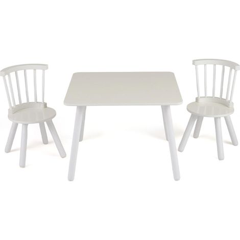 3 pièces table et chaises enfant en bois de pin, pour jouer, dessiner et manger, pour tout-petits (1/2)