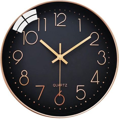 Horloge Murale Silencieuse sans tic-tac, 30cm Chiffres Arabes Horloge Quartz Ronde Moderne Décorative, pour Salon Chambre Cuisine Bureau Classe - Noir (1/5)
