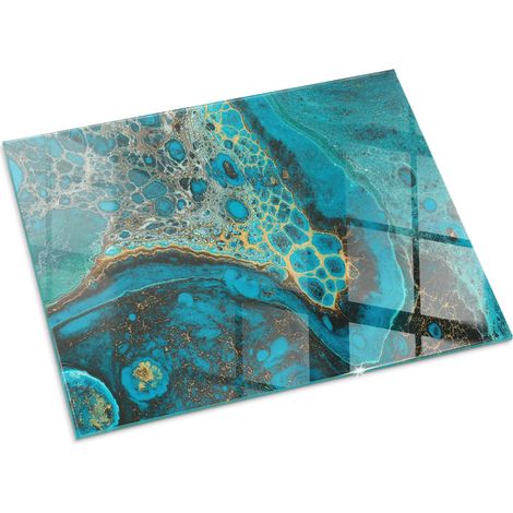 Plaque Rectangulaire en verre trempé pour cheminée protection contre les braises et étincelles Motif organique abstrait 80x60 cm (1/5)