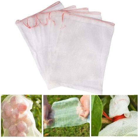 Sacs de Protection pour Fruits, 50PCS Sac de Filet de Protection en Nylon pour Plantes, Fleurs et Fruits, avec Cordon de serrage, Sac de Protection en Maille Réutilisable (7.9x11.9) (1/5)