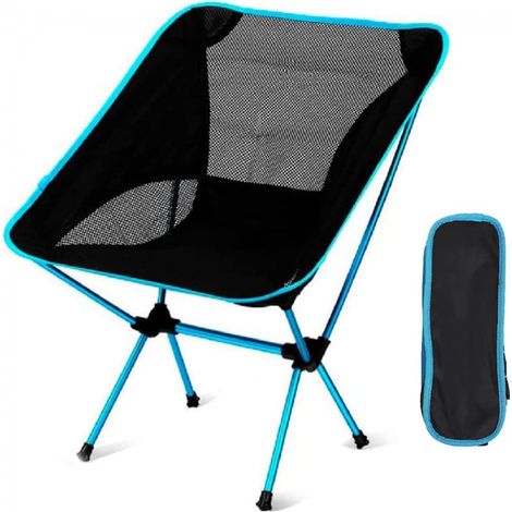 1 silla de camping ultraligera, silla de pesca, azul, silla portátil compacta con bolsa de transporte para actividades al aire libre, camping, barbacoa, picnic, playa, senderismo (1/5)