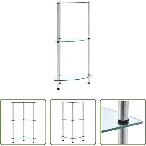 Regal - Regal mit 3 Ablagen Transparent 30x30x67 cm Hartglas (1/5)